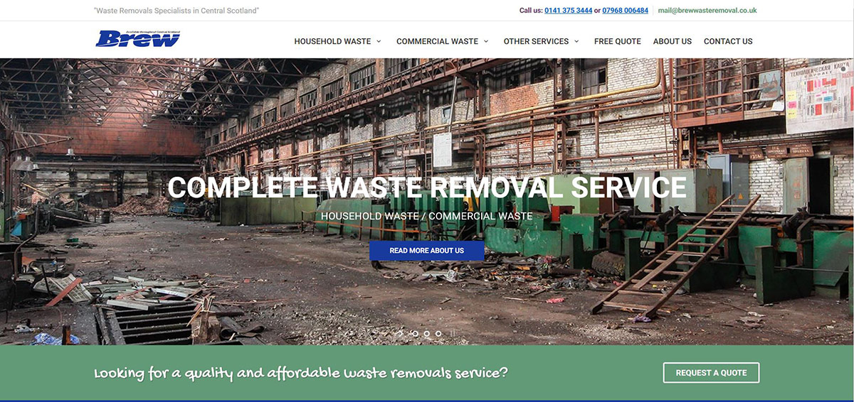 Brew Waste Removal is a waste removal company covering Central Scotland including Glasgow and Edinburgh for waste management.